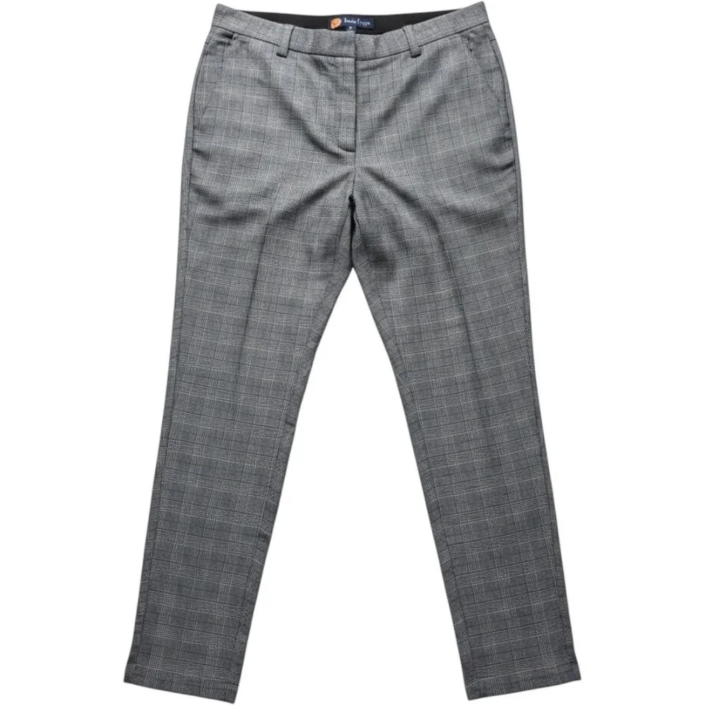 Indigo Poppy Plaid Trousers Womens 18 Grey Glen Check Tapered Leg Elastic Waist